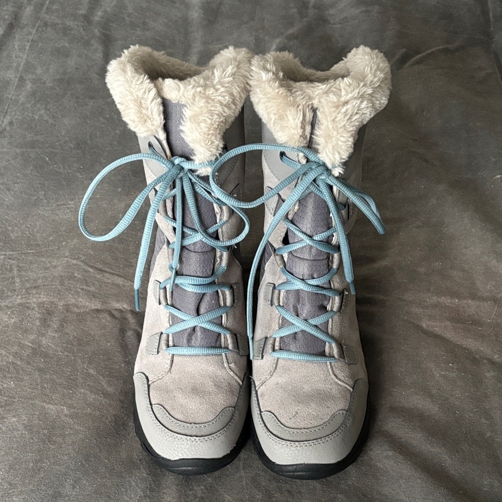 Columbia Ice Maiden waterproof snow boots gray insulated size 7.5 EUC warm